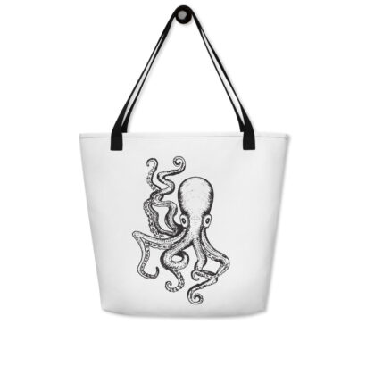 tote bag blanc et octopus poignée noire vue 2
