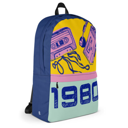 sac à dos avec dessins de walkman et cassette 1980
