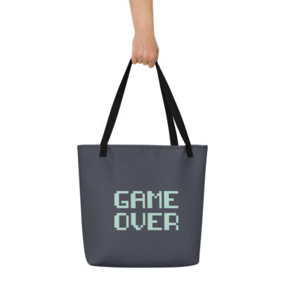 sac de plage noir typographie manette jeu vidéo