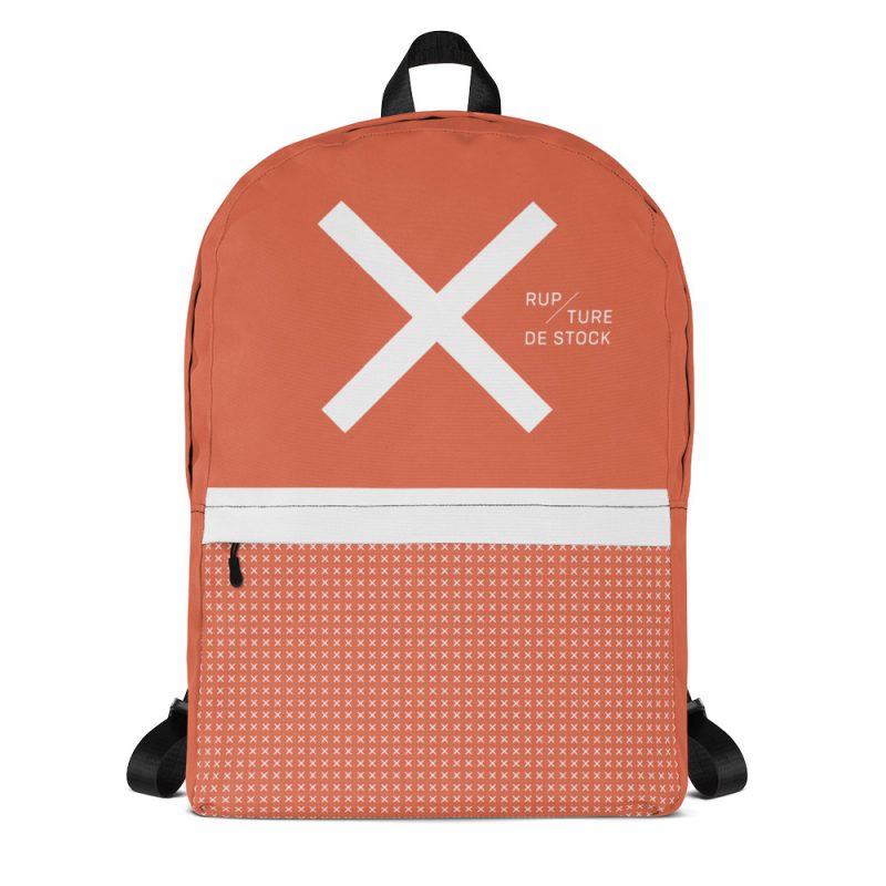 sac à dos orange avec grand x blanc et petits x face